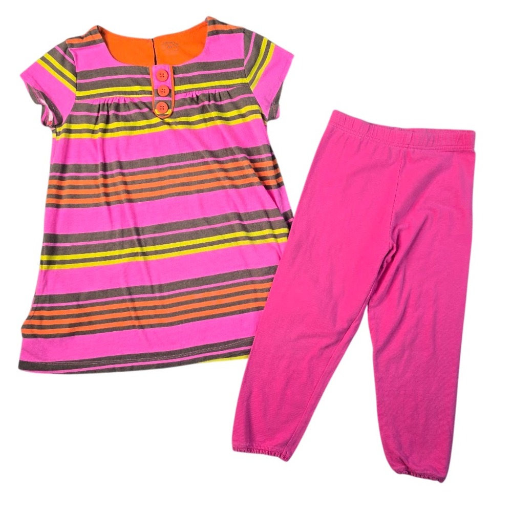Carter's Tunic and Leggings Set Girls 6X Pink Striped Short Sleeve Babydoll Play